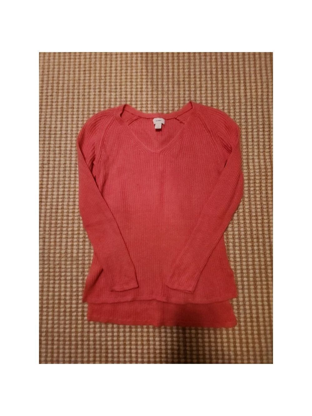 Women's Old Navy Coral Ribbed V-Neck Spring Sweater S